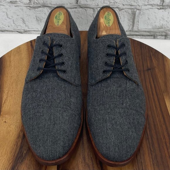 Taft Kennedy Mens 10/44 Gray Wool Cap Toe Oxford Derby Dress Shoes